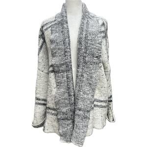 Free People Gray White Plaid Oversized Open Cardigan Wool Blend Women’s XS Cozy